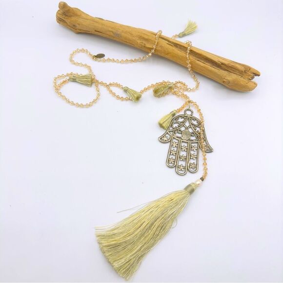 Zacasha Hamsa Bohemian Style Tassel Necklace - Picture 1 of 8
